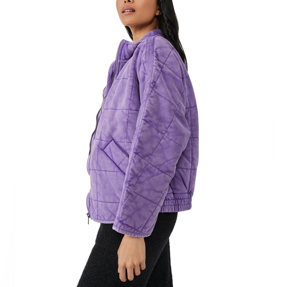 Free People | Dolman Quilted Knit Jacket in Moonberry | Large - Picture 6 of 16